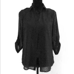 Button-Down Collared Polka Dot Blouse